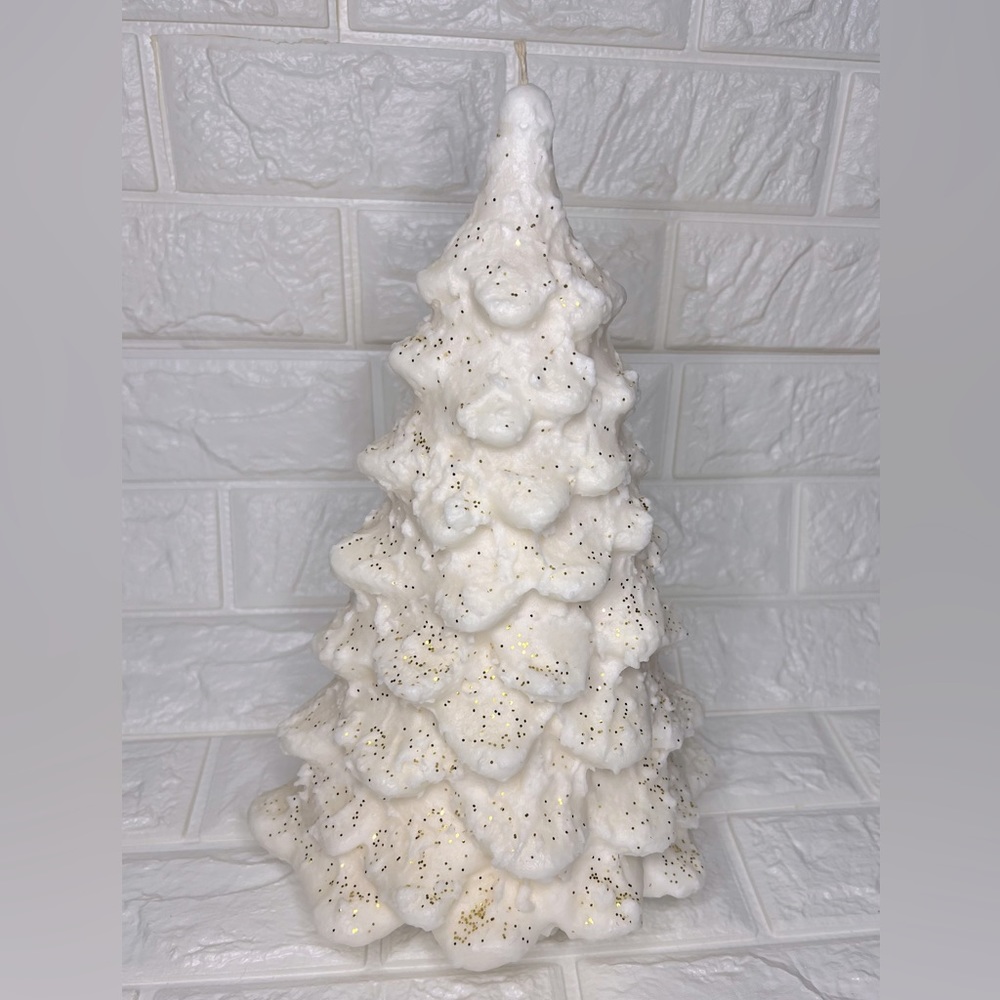 4lb Christmas Tree Candle Colonial Candle of Cape Cod Creamy White Glitter